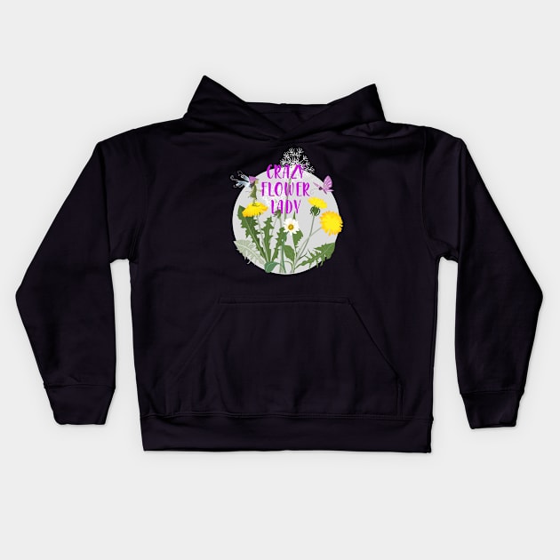 Crazy Flower Lady - dandelions Kids Hoodie by kobyakov